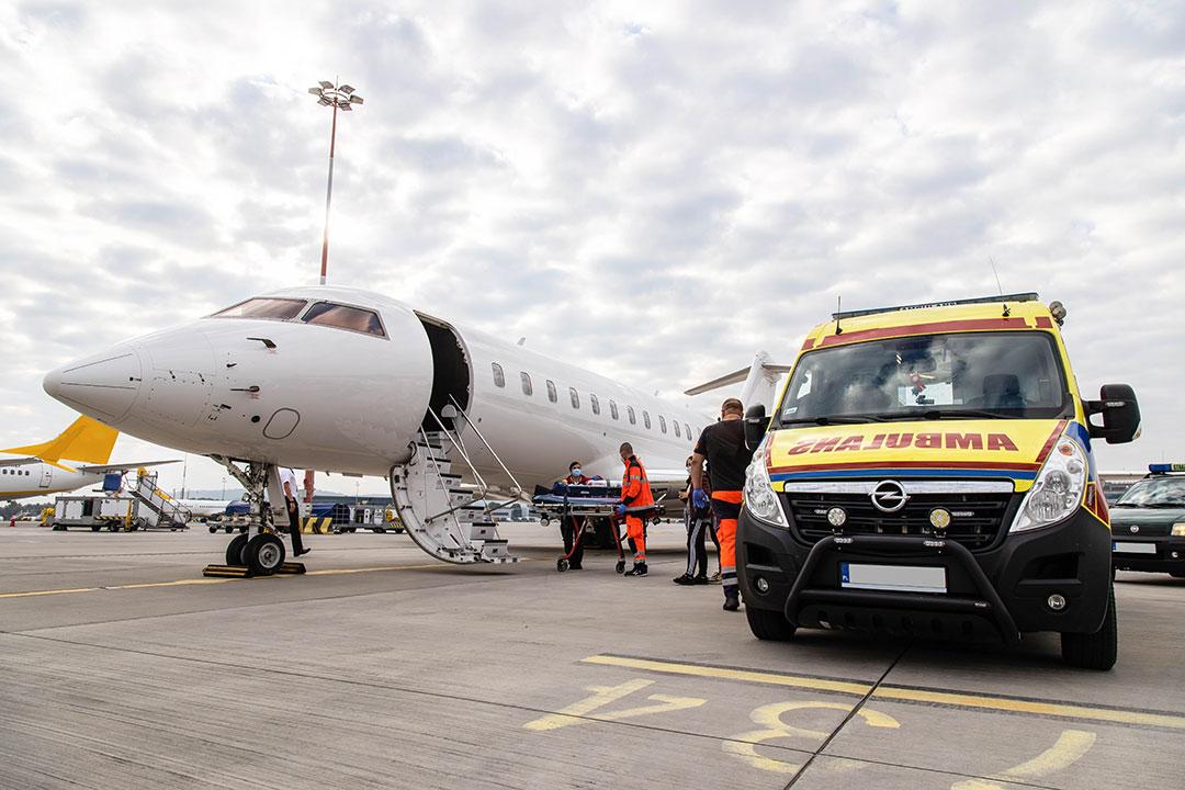 Patient transport with air ambulance and ground ambulance