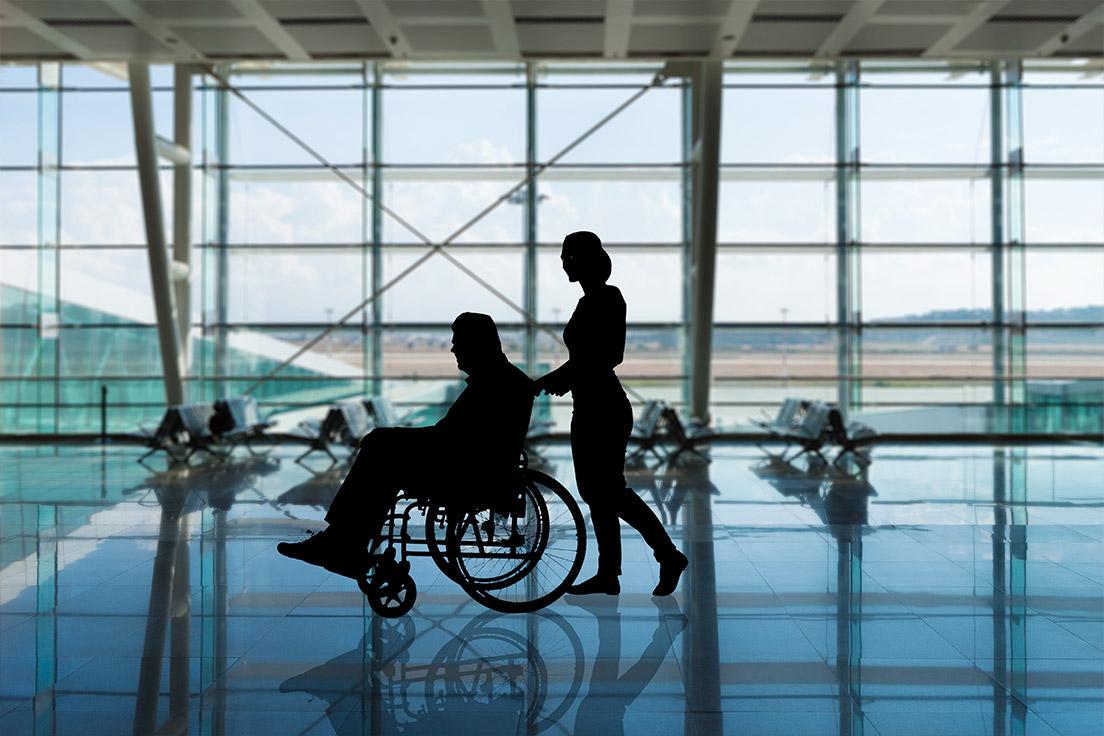 Patient with a travel nurse assistant
